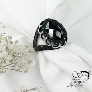 انگشتر سنگ اونیکس چند بعدی نقره 925عیار کد 15831