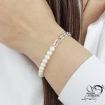 دستبند نقره عیار925 طرح تیفانی و مرواریدی کد 15967