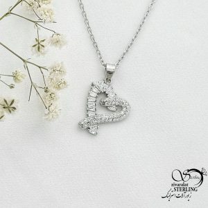 گردنبند قلب جواهری نقره ایتالیا عیار925 کد 15984