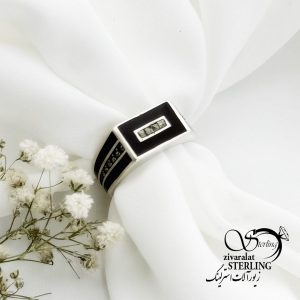 انگشتر عقیق مشکی نقره کد 16095