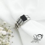 انگشتر عقیق مشکی نقره 925 کد 16097