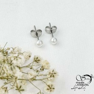 گوشواره استیل گوی مرواریدی ریز کد 16193