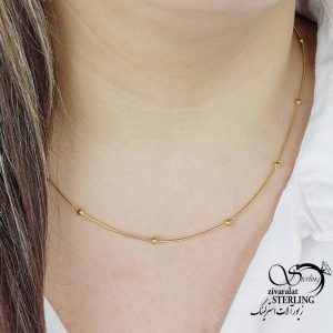 گردنبند استیل گوی طرح طلا کد 16147
