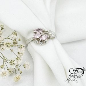 انگشتر زنانه نگین صورتی نقره عیار925 کد 16277