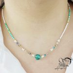 گردنبند فانتزی مروارید رنگی گوی شیشه ای کد 16347