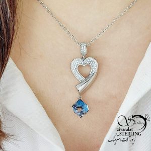 گردنبند قلب با نگین جواهری چند بعدی کد 16415