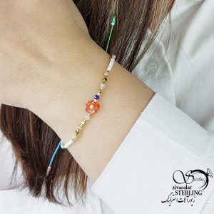 دستبند آسانسوری با گل قرمز کد 16508