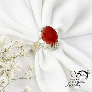 انگشتر عقیق یمن رکاب آیینه کاری نقره دستساز کد 16653
