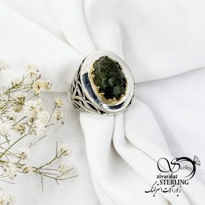 انگشتر نقره نگین سبز نقره 925 کد 16686