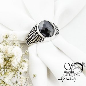 انگشتر نقره سنگ اونیکس عیار925 کد 16994