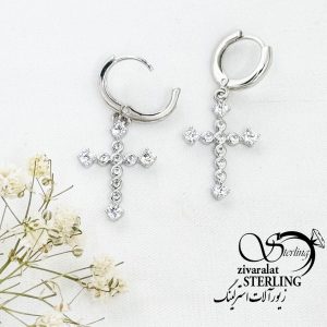 گوشواره صلیب جواهری برند ژوپینگ کد 17073
