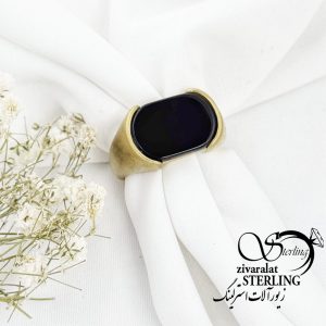 انگشتر برند استیل سنگ عقیق کد 17116