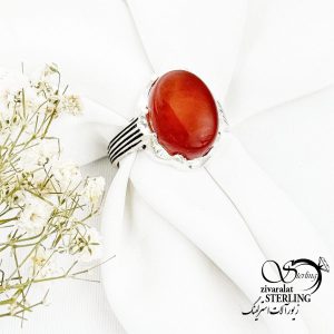 انگشتر عقیق تراش یمن رکاب صفوی نقره 925 کد 17133