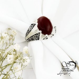 انگشتر نقره 925 عیار سنگ عقیق کد 17186