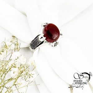 انگشتر نقره رکاب چهارچنگ سنگ عقیق کد 17242