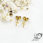 گوشواره استیل صلیب طلایی طرح طلا کد 17428