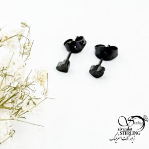 گوشواره استیل میخی طرح قلب مشکی کد 17433