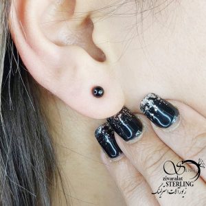 گوشواره استیل میخی گوی مشکی کد 17435