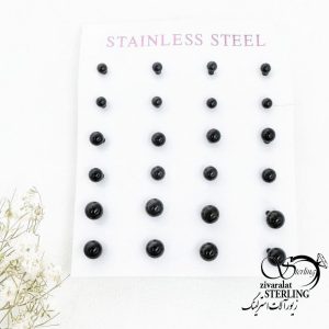 گوشواره استیل گوی ریز مشکی کد 17436