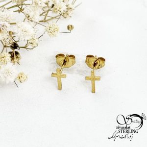 گوشواره میخی استیل صلیب کد 17457