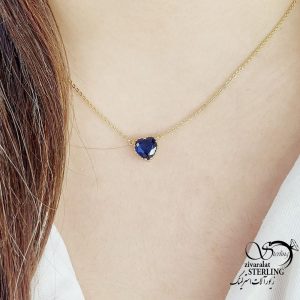 گردنبند ژوپینگ قلب طرح یاقوت کبود کد 17575