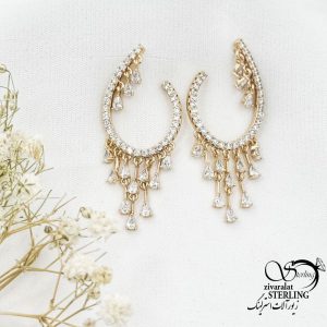 گوشواره کلاسیک آویز جواهری برند ژوپینگ کد 17621