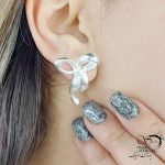 گوشواره میخی پاپیون سفید کد 17765