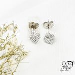 گوشواره میخی سفید آویز قلب کد 17772