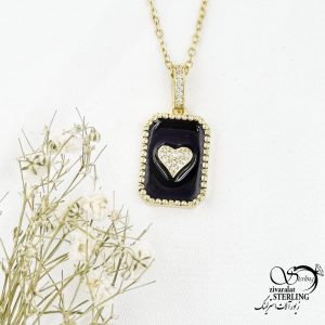 گردنبند استیل مشکی قلب دار کد 17802