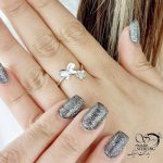 انگشتر ژوپینگ سفید طرح گل و پروانه کد 17805