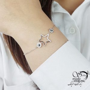 دستبند نقره ستاره توخالی عیار925 کد 17834
