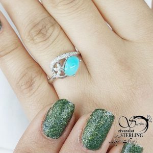 انگشتر طرح کلاسیک نقره925 عیار فیروزه کد 18032