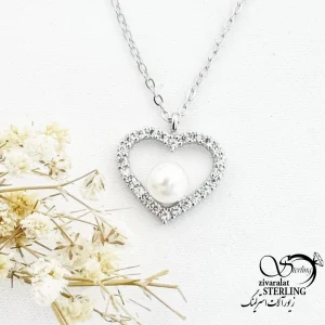 گردنبند نقره قلب نگین اتمی عیار925 کد 18068