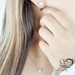 نیمست نقره نگین صورتی طرح طلا کد 18080