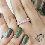 انگشتر نقره 925 عیار جواهری صورتی سایز7 کد 18165