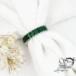 انگشتر نقره 925عیار نگین سبز جواهری سایز7 کد 18167