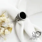 انگشتر نقره بچه گانه رکاب گوزنی عقیق مشکی کد 18209