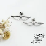 گوشواره نقره میخی طرح بال فرشته کد 18280