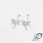 پیرسینگ نقره گوش و ناف طرح سنجاقک کد 18356