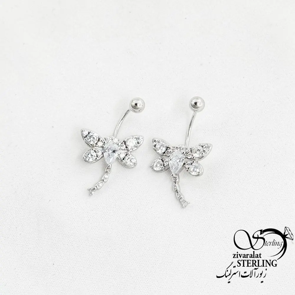 پیرسینگ نقره گوش و ناف طرح سنجاقک کد 18356