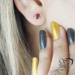 گوشواره نقره 925 عیار سنگ گارنت (زرشکی) کد 18386