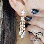 گوشواره ژوپینگ آویز اشکی طرح طلا کد 17465 - Image 2
