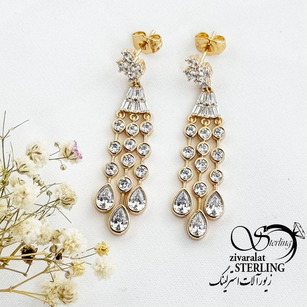 17465 xp 800 (Copy) گوشواره ژوپینگ آویز اشکی طرح طلا کد 17465 - Image 1