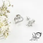 گوشواره نقره میخی طرح قلب با عیار925 کد 18598