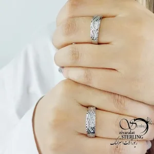 حلقه (حلقه ست) موج دار فول نگین کد 18828