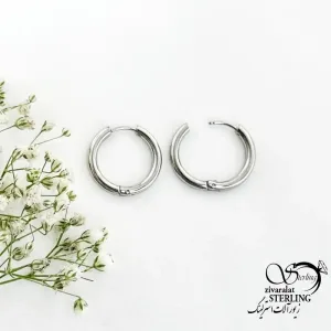گوشواره حلقه ای سفید برند استیل کد 18999