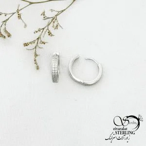 گوشواره حلقه نگین دار با نقره 925 کد 13195 گوشواره حلقه نگین دار با نقره 925 کد 13195