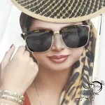 عینک دودی شیشه آیینه ای و قاب پلنگی کد 19098