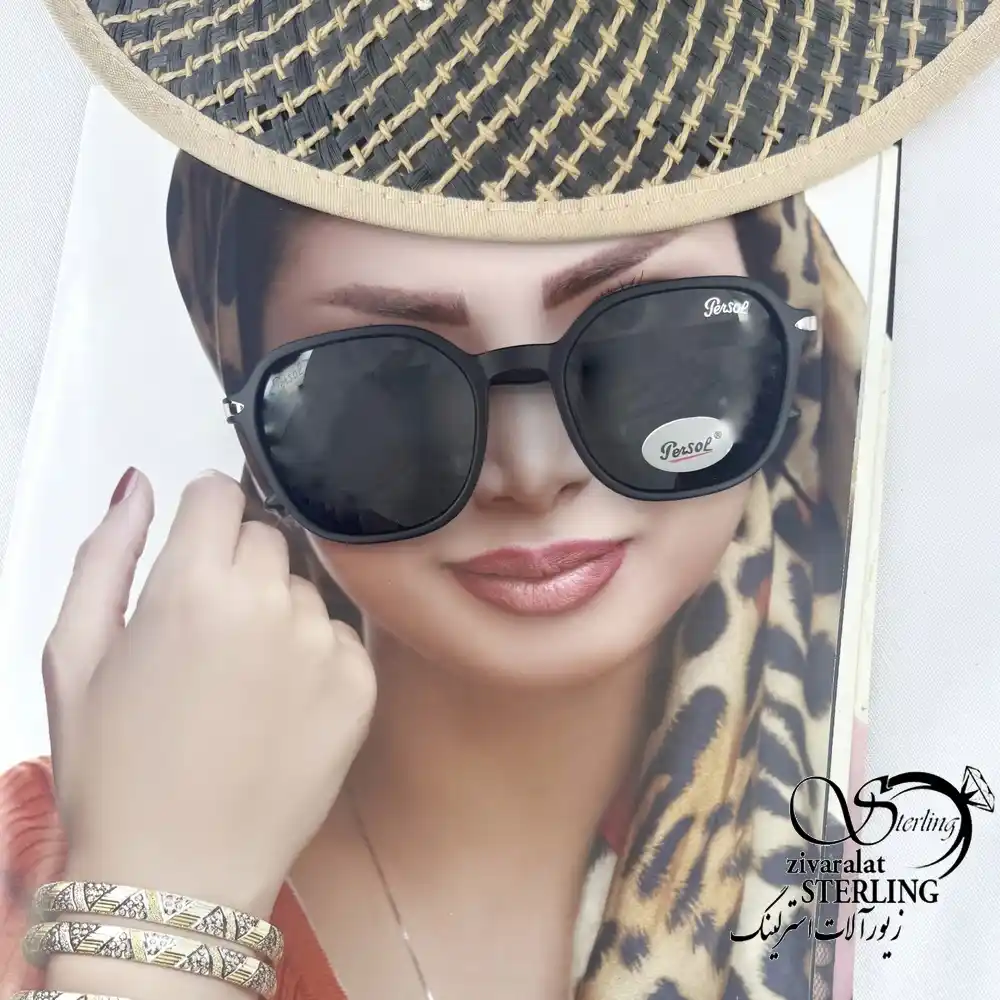 عینک دودی مشکی گرد برند Persol کد 19103