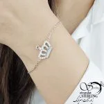 دستبند نقره طرح تاج عیار925 کد 9823